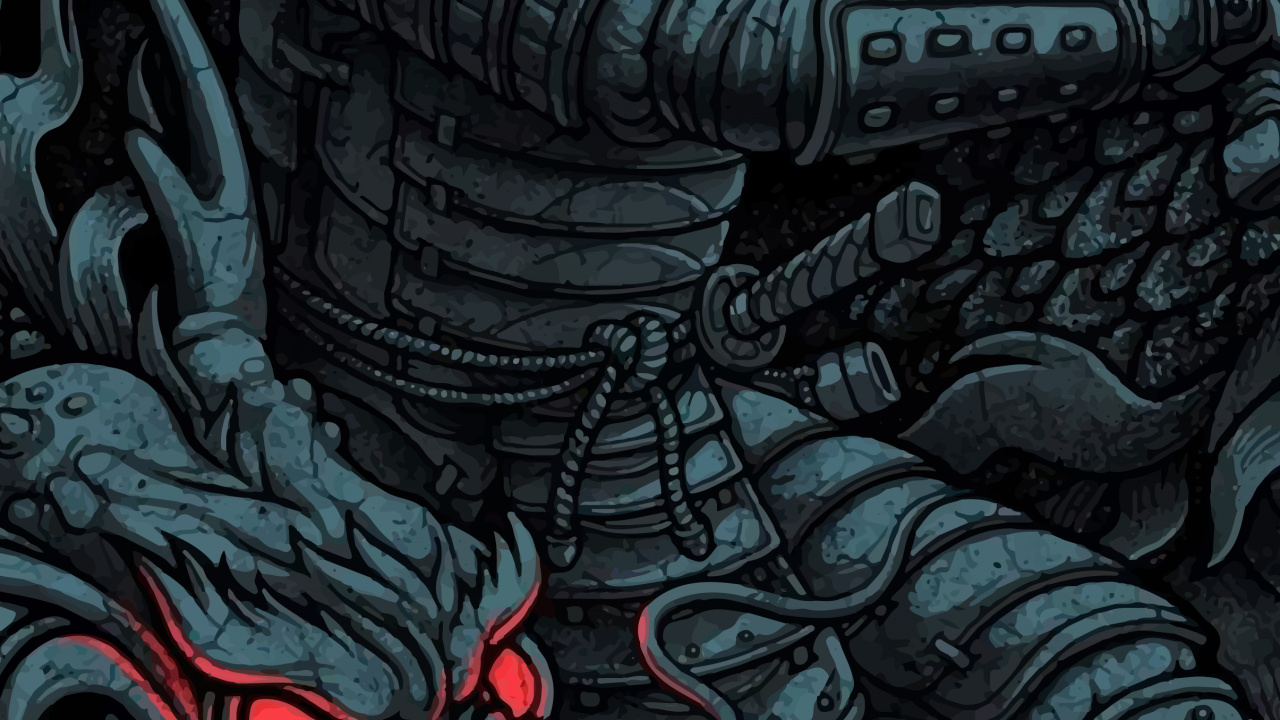 Обои японский самурай, Самурай, японское искусство, Они, арт в разрешении 1280x720