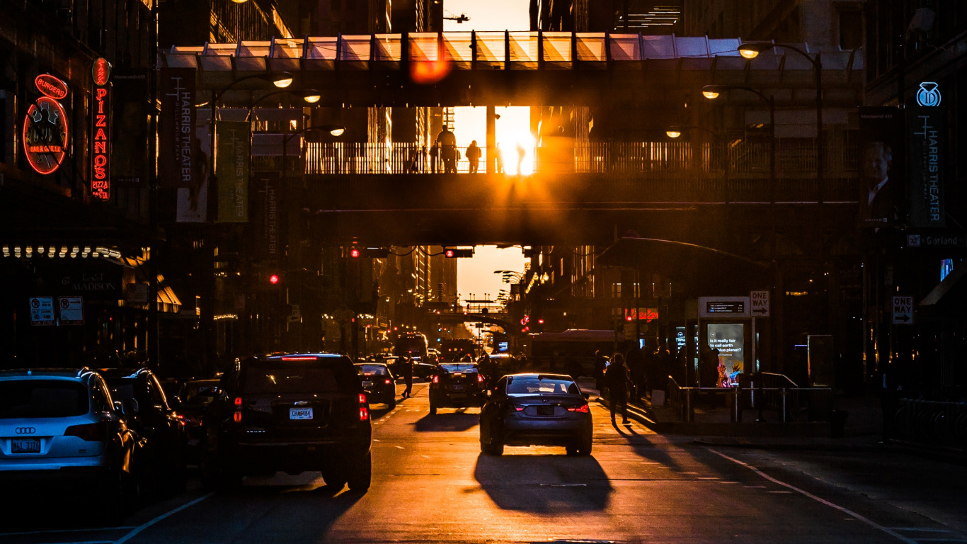 Обои городской район, метрополия, город, ночь, улица в разрешении 1366x768