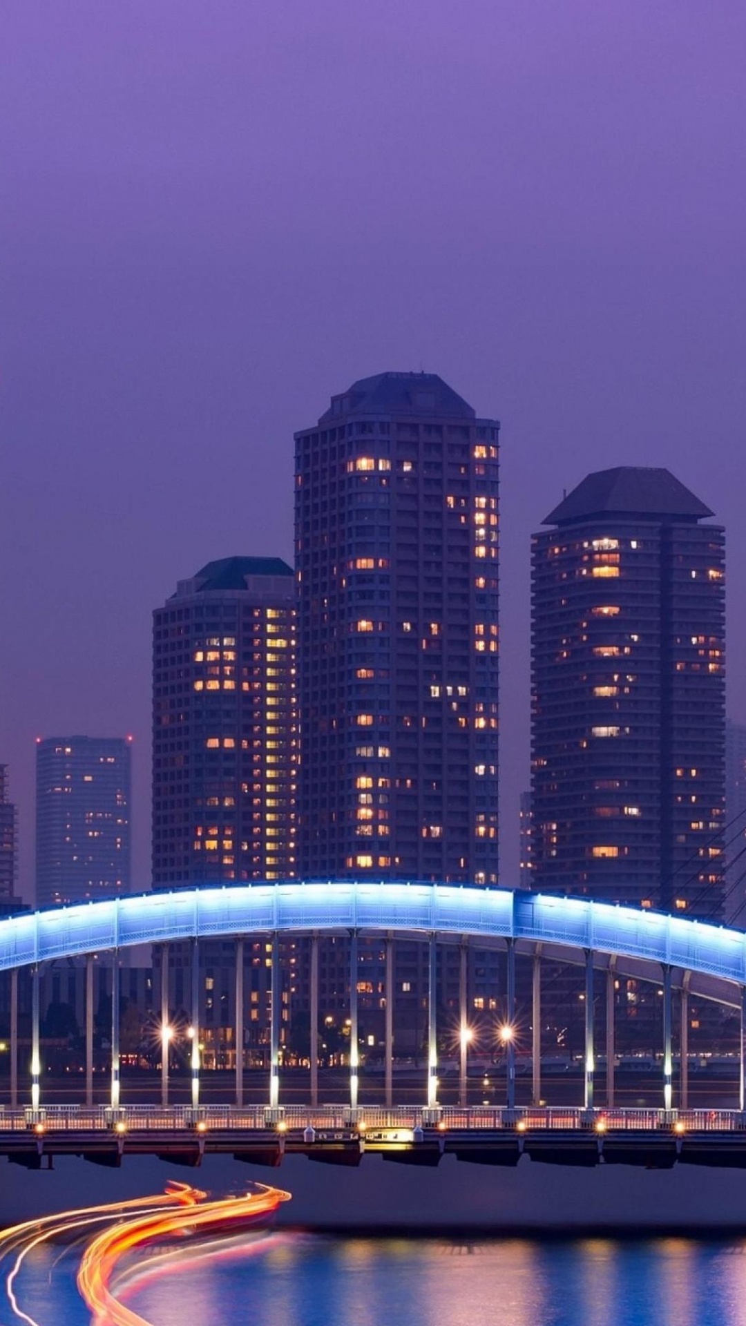 Обои Токио, мост, ночь, городской пейзаж, город в разрешении 1080x1920