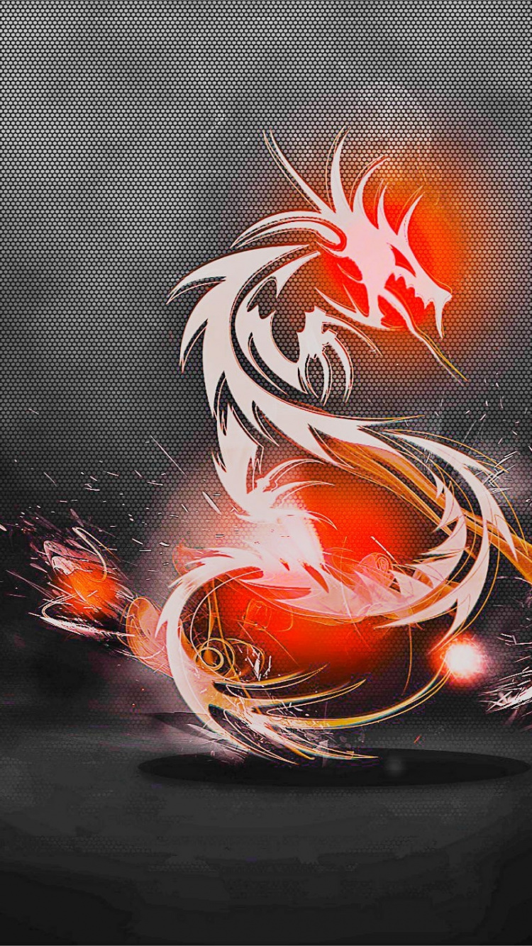 Обои дракон, графический дизайн, фон, Апельсин, оранжевый в разрешении 750x1334