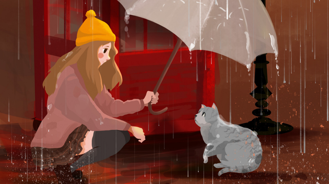 Кот под зонтом