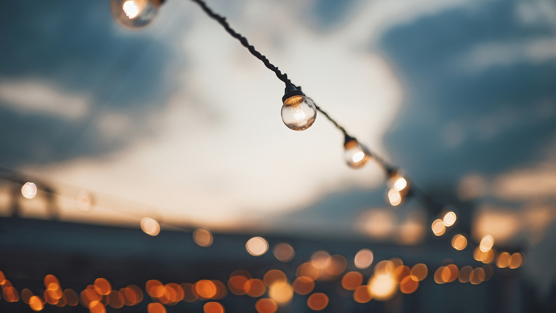 Обои гирлянда, Лампа накаливания, уличный фонарь, Лампа, светодиодные лампы в разрешении 1920x1080