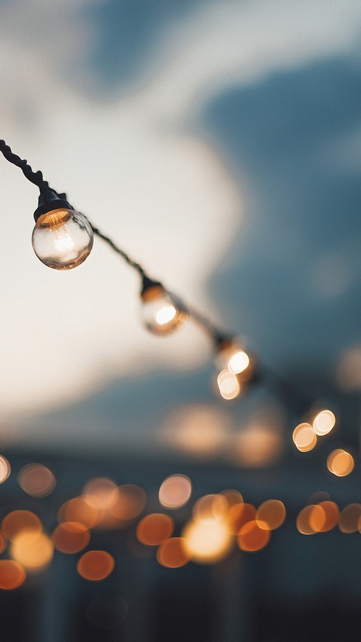 Обои гирлянда, Лампа накаливания, уличный фонарь, Лампа, светодиодные лампы в разрешении 720x1280