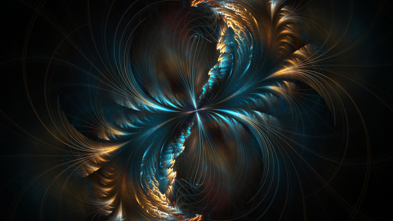 Обои симметрия, фрактальное искусство, арт, вихрь, темнота в разрешении 1280x720