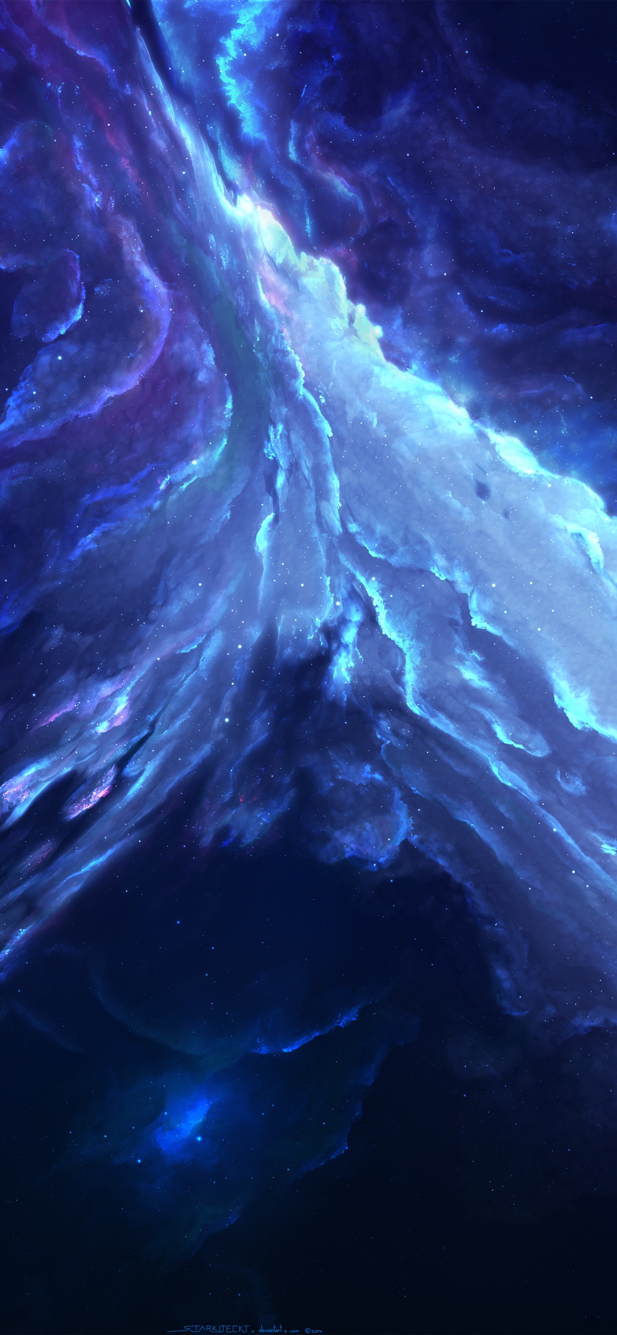 Обои синий, электрик, свет, атмосфера, темнота в разрешении 1242x2688