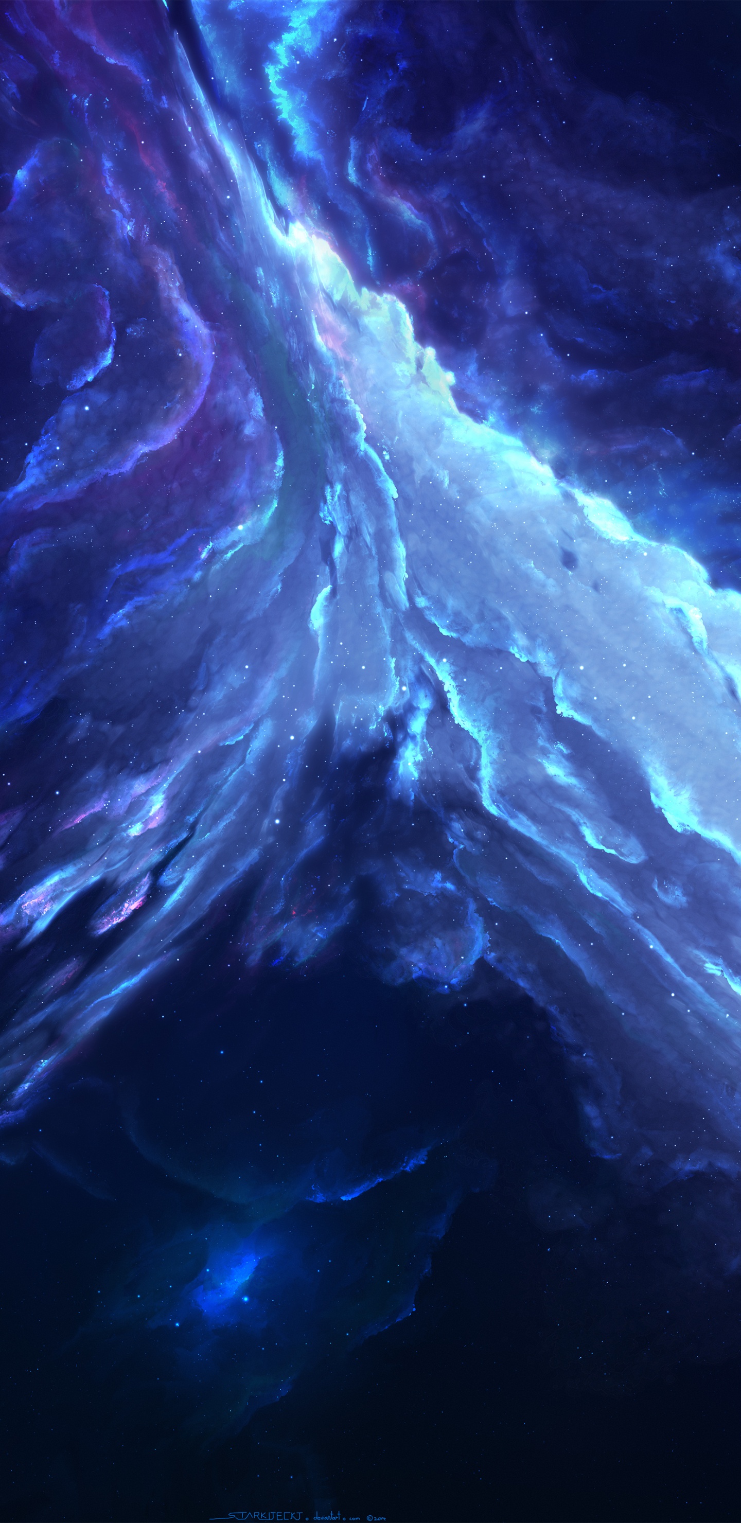 Обои синий, электрик, свет, атмосфера, темнота в разрешении 1440x2960