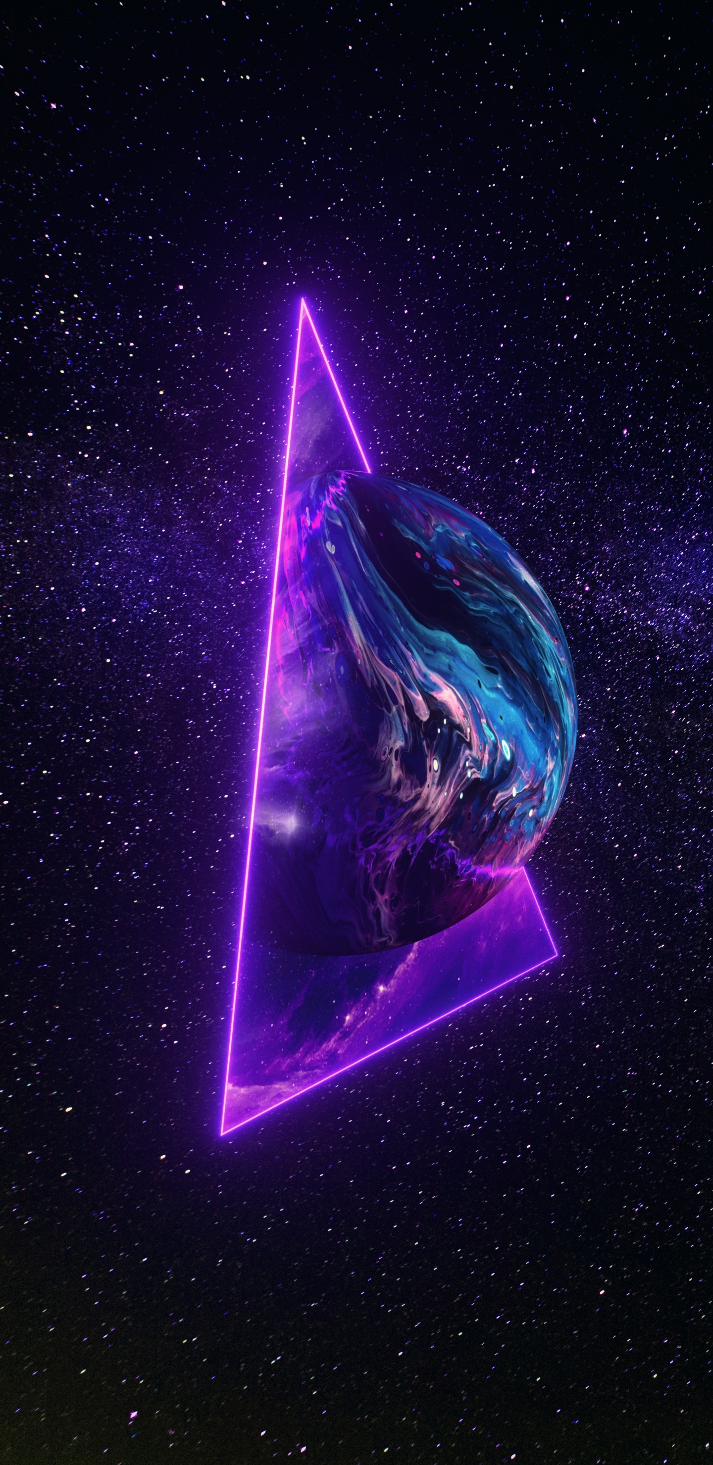 Обои пурпур, астрономический объект, Фиолетовый, арт, туманность в разрешении 1440x2960