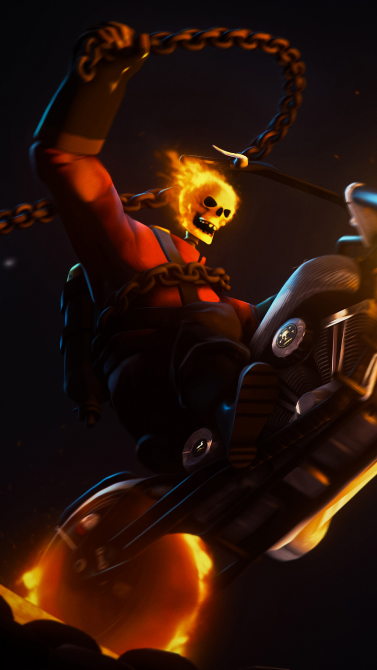 Обои пиро тф2 всадник призрак, команда крепость 2, призрачный всадник, Режиссер Источник, свет в разрешении 750x1334