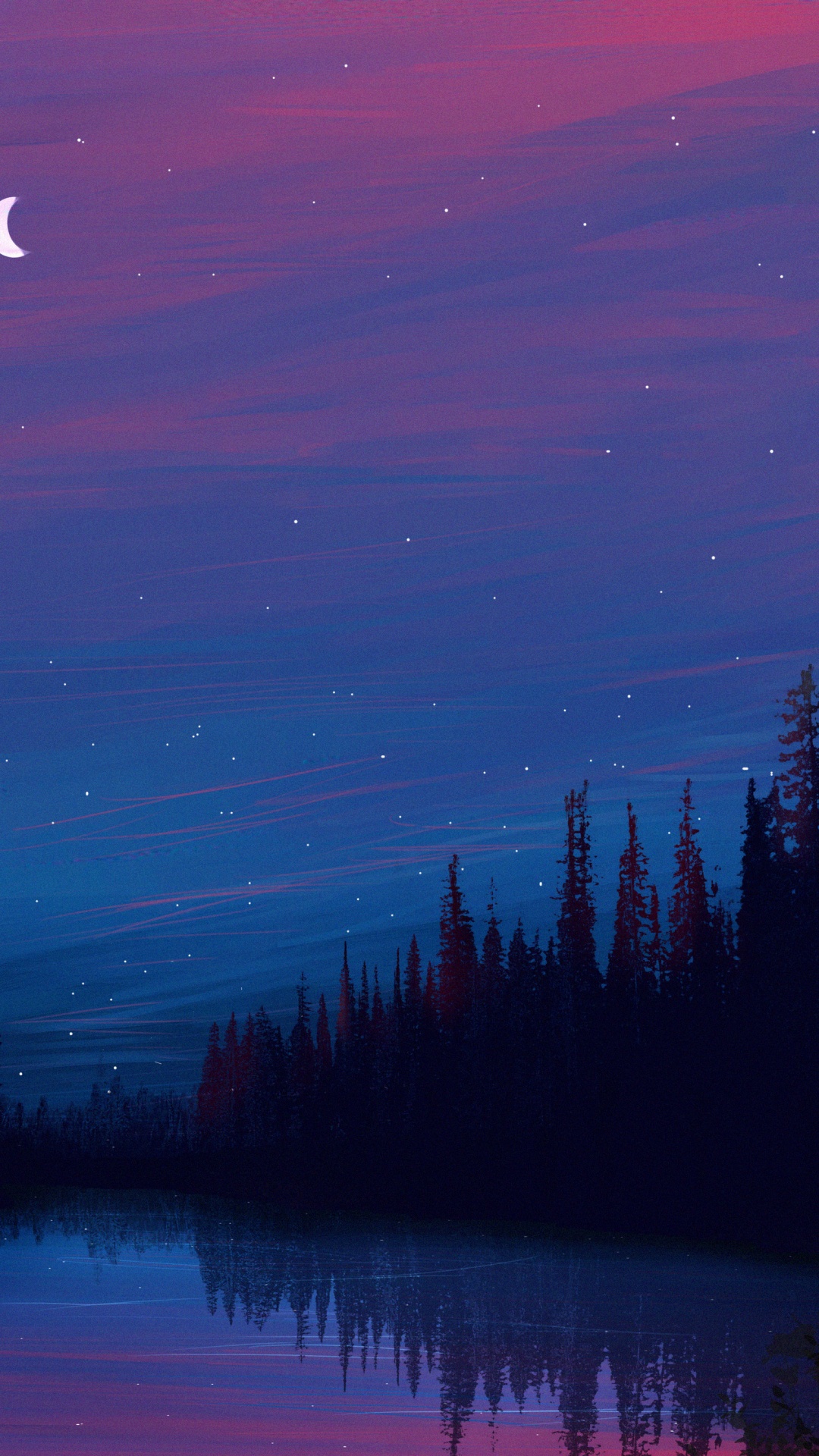 Обои ночь, природа, синий, луна, пурпур в разрешении 1080x1920
