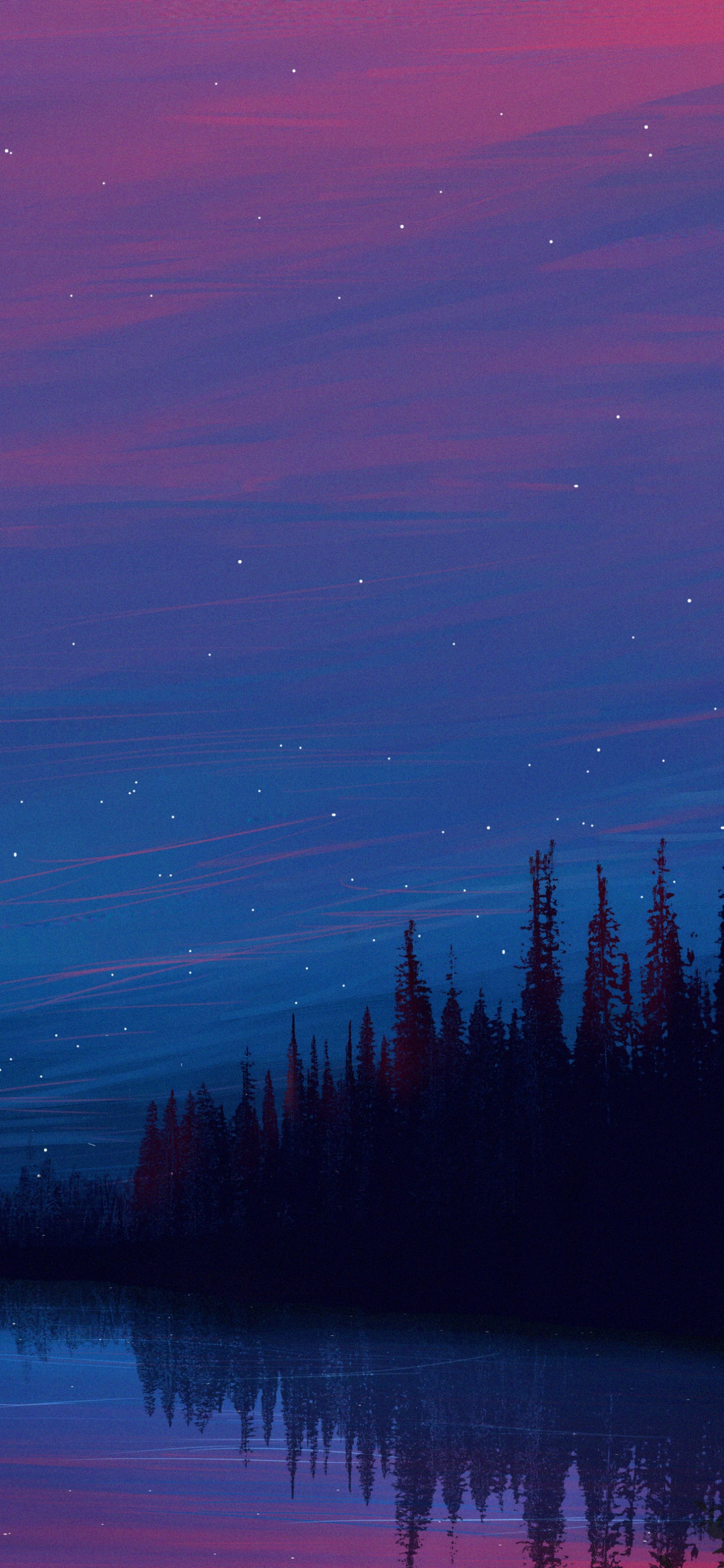Обои ночь, природа, синий, луна, пурпур в разрешении 1242x2688