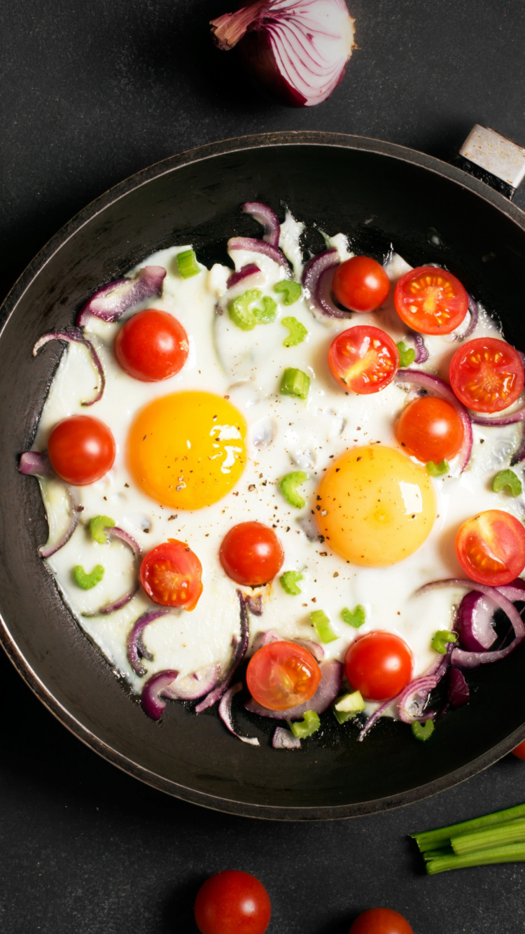 Обои яичная еда, яичница, омлет, яйцо, жареное яйцо в разрешении 750x1334