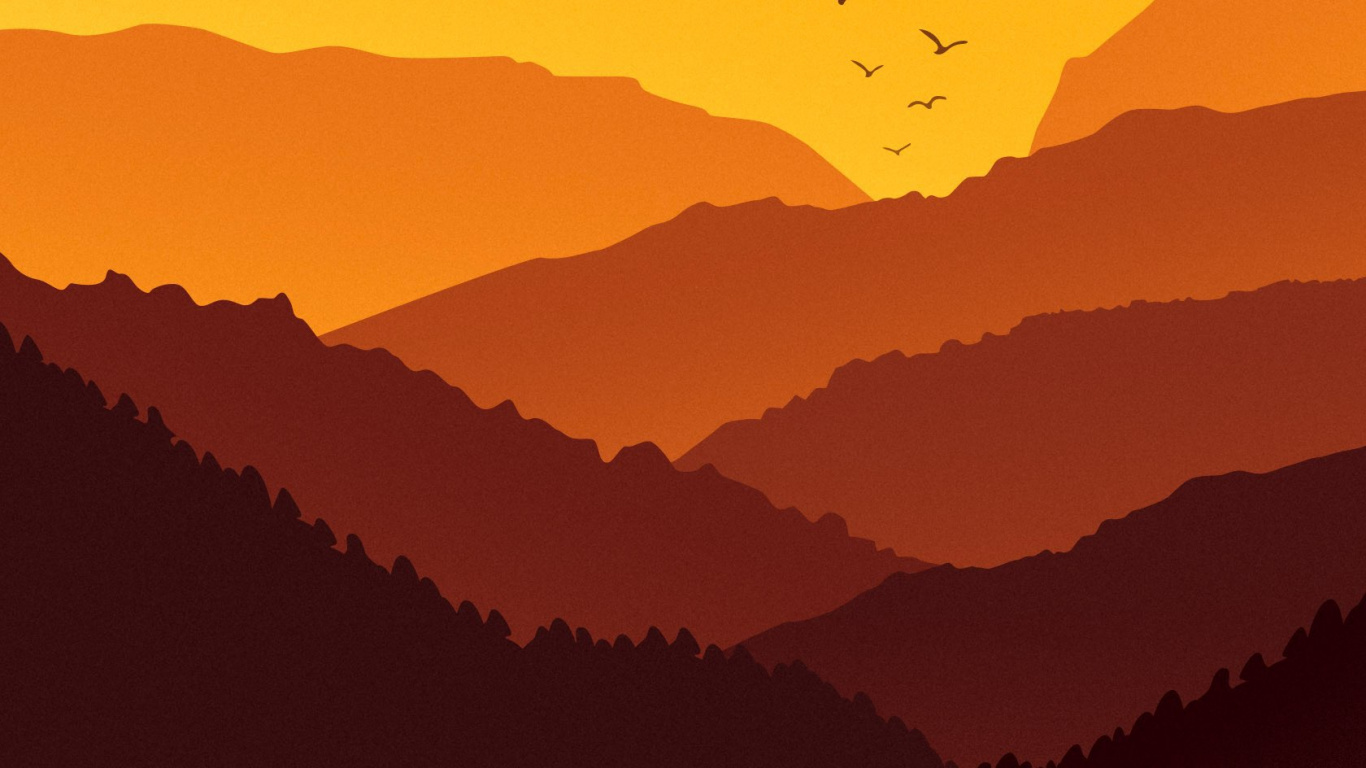 Обои вода, гора, атмосфера, послесвечение, свет в разрешении 1366x768