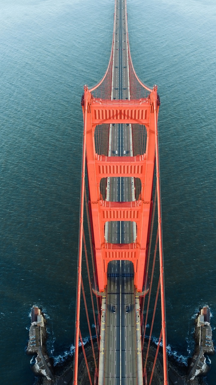 Обои мост, мост Golden Gate, водоем, инфраструктура, водный путь в разрешении 720x1280