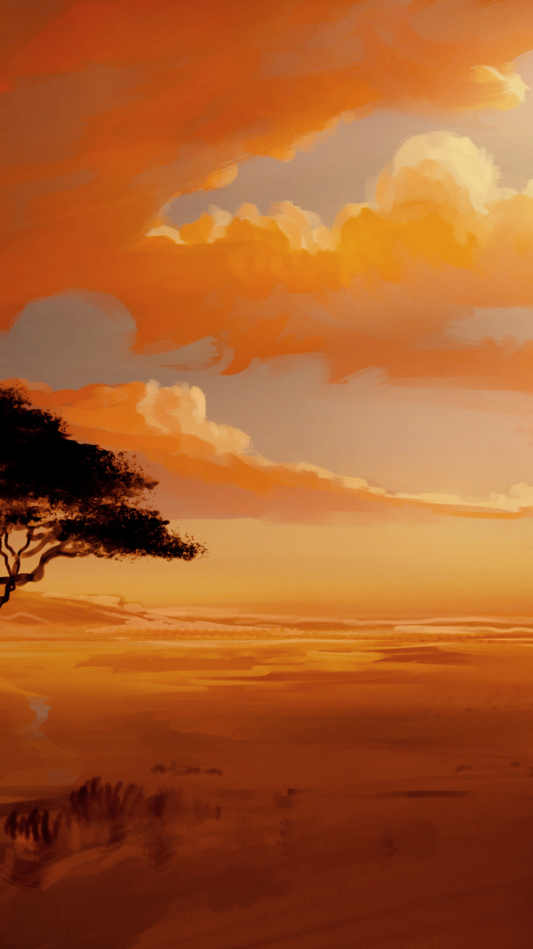 Обои арт, облако, атмосфера, экорегион, растение в разрешении 750x1334