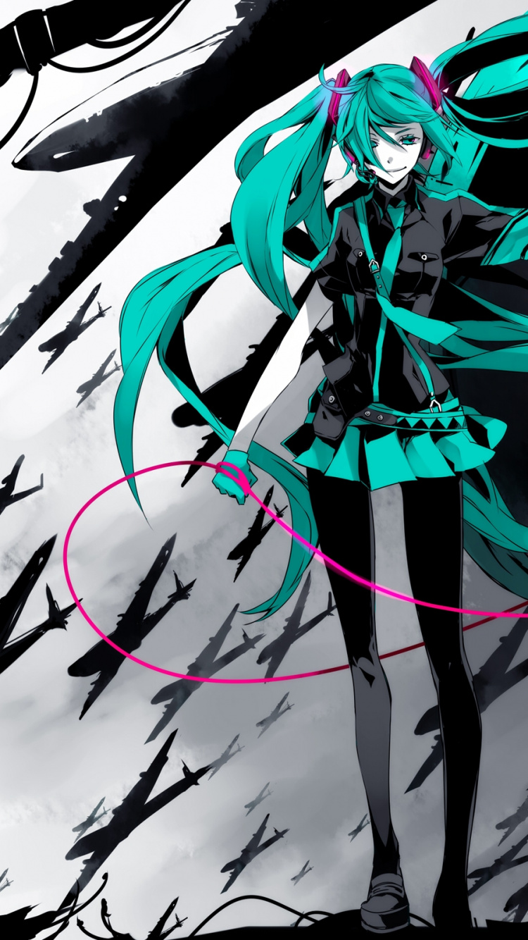 Обои Хацунэ Мику, вокалоид, пурпур, суперзлодей, Чиби в разрешении 750x1334