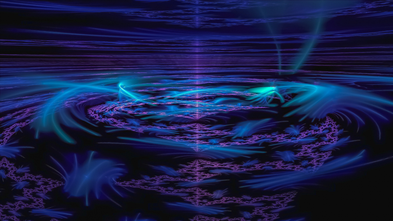 Обои цифровое искусство, арт, графический дизайн, фрактальное искусство, синий в разрешении 1366x768