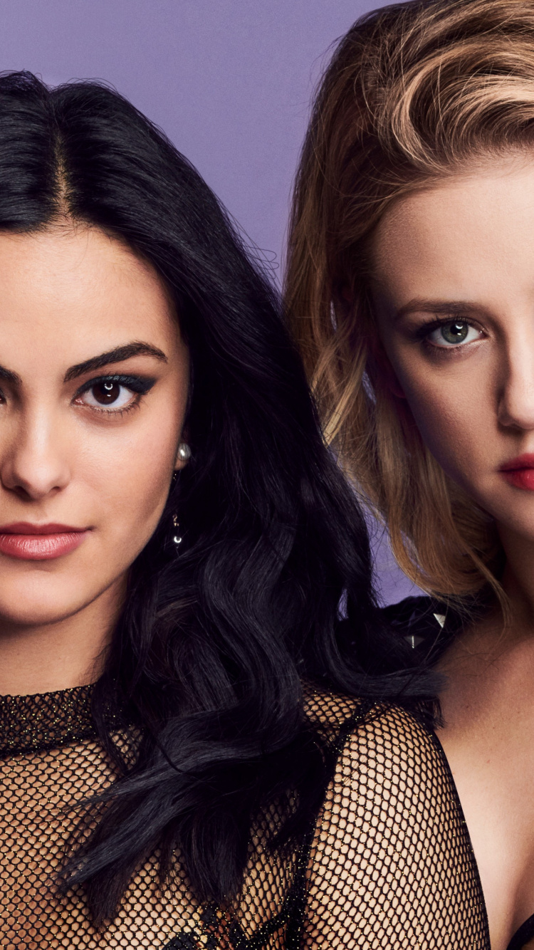Обои Лили Рейнхарт, Камила Мендес, Ривердейл, Бетти Купер, Вероника Лодж в разрешении 750x1334