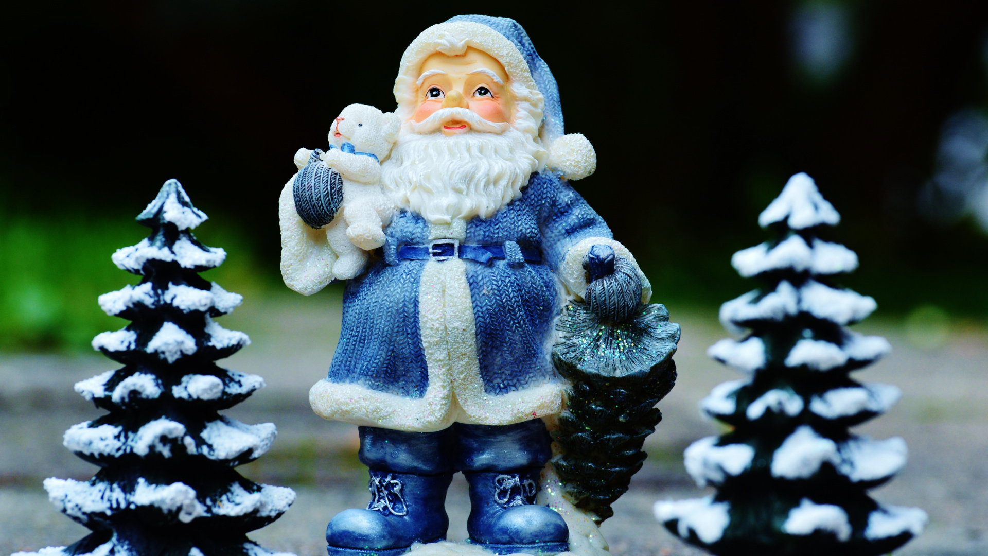 Обои Санта-Клаус, Рождественский день, Рождество, садовый гном, украшение газона в разрешении 1920x1080