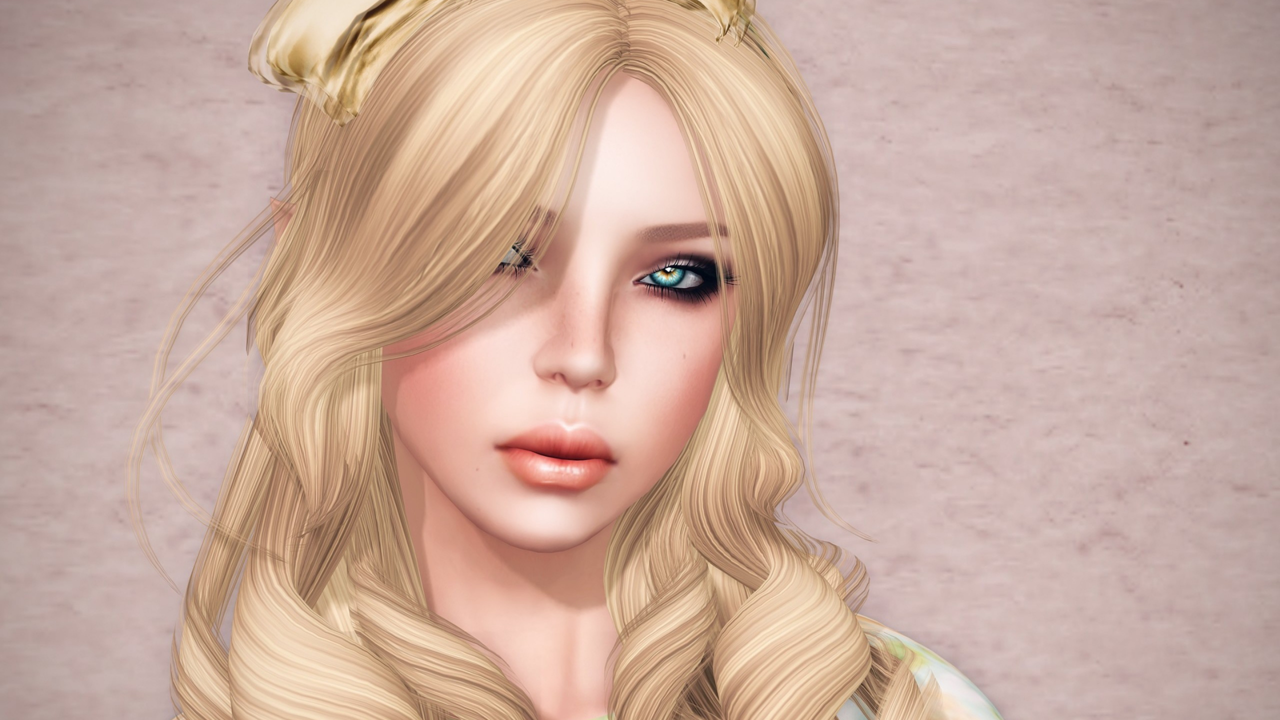 Обои блондин, графика, лицо, волосы на голове, щека в разрешении 2560x1440