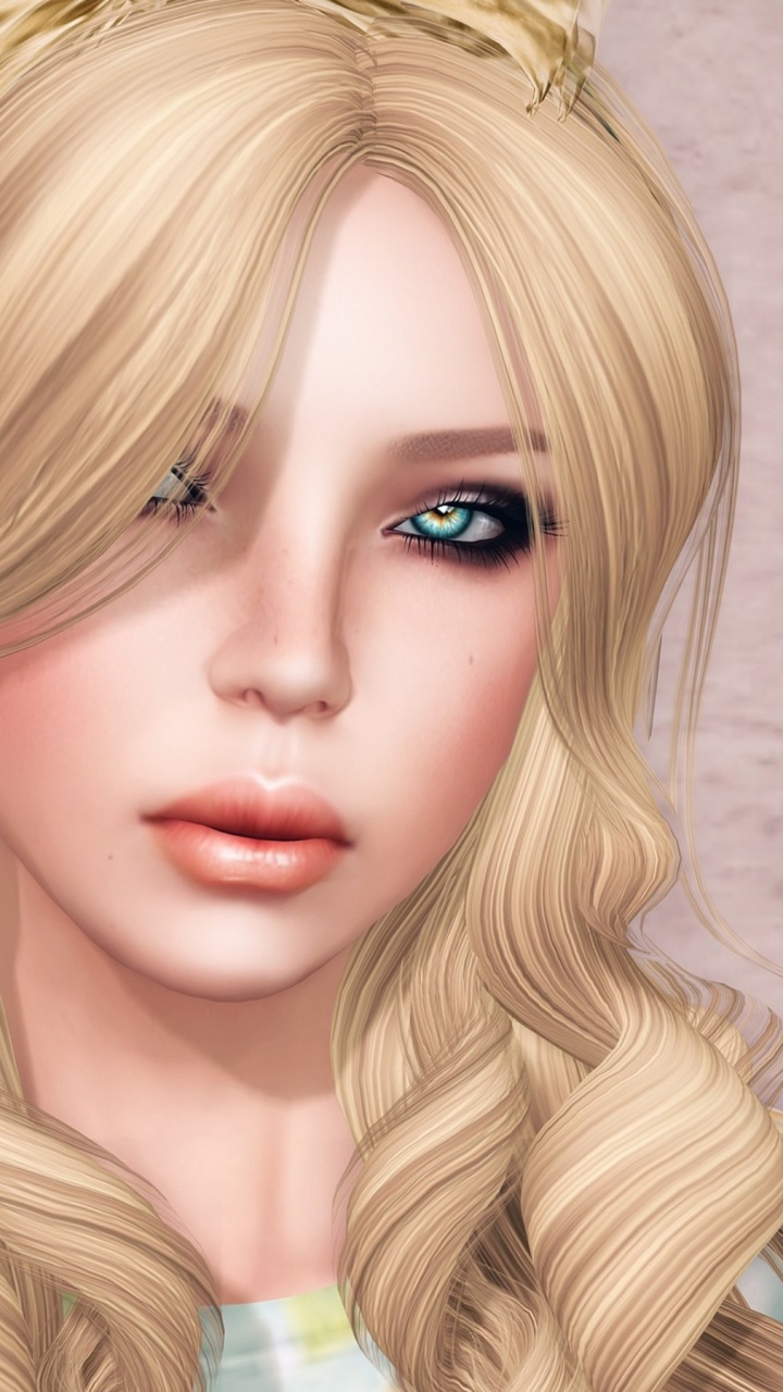 Обои блондин, графика, лицо, волосы на голове, щека в разрешении 720x1280