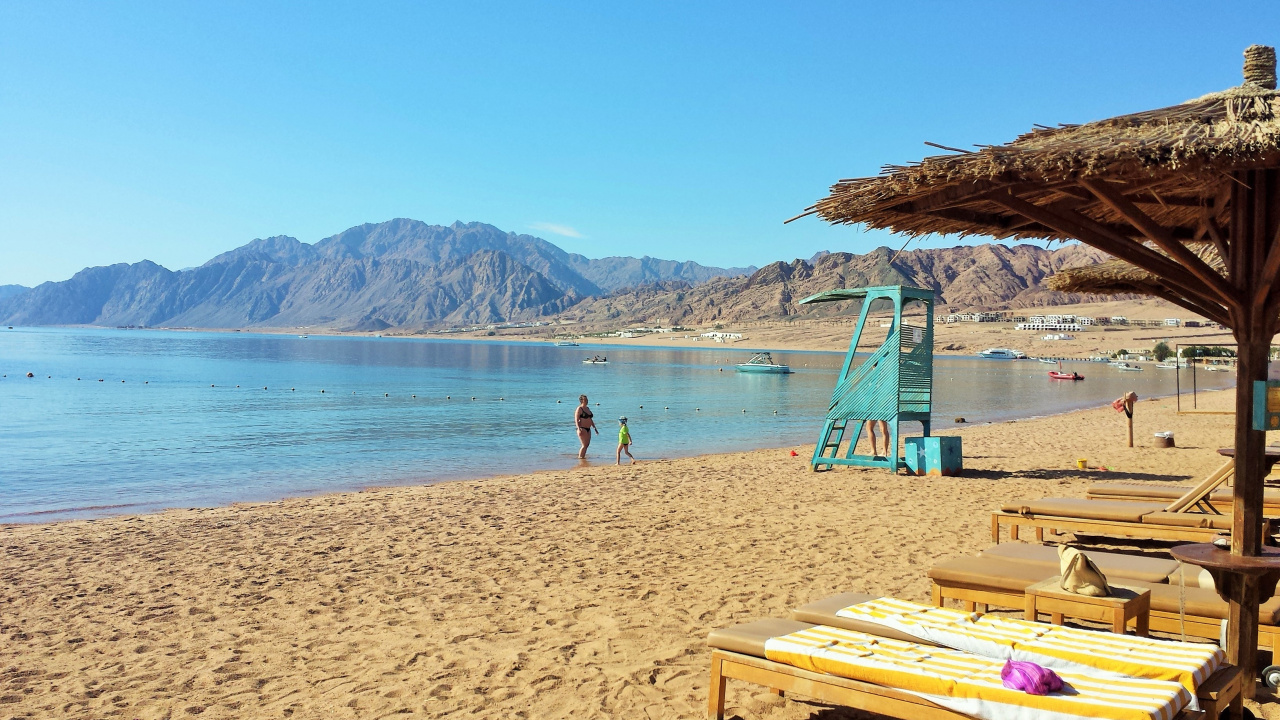 Обои пляж, побережье, отпуск, прибежище, водоем в разрешении 1280x720