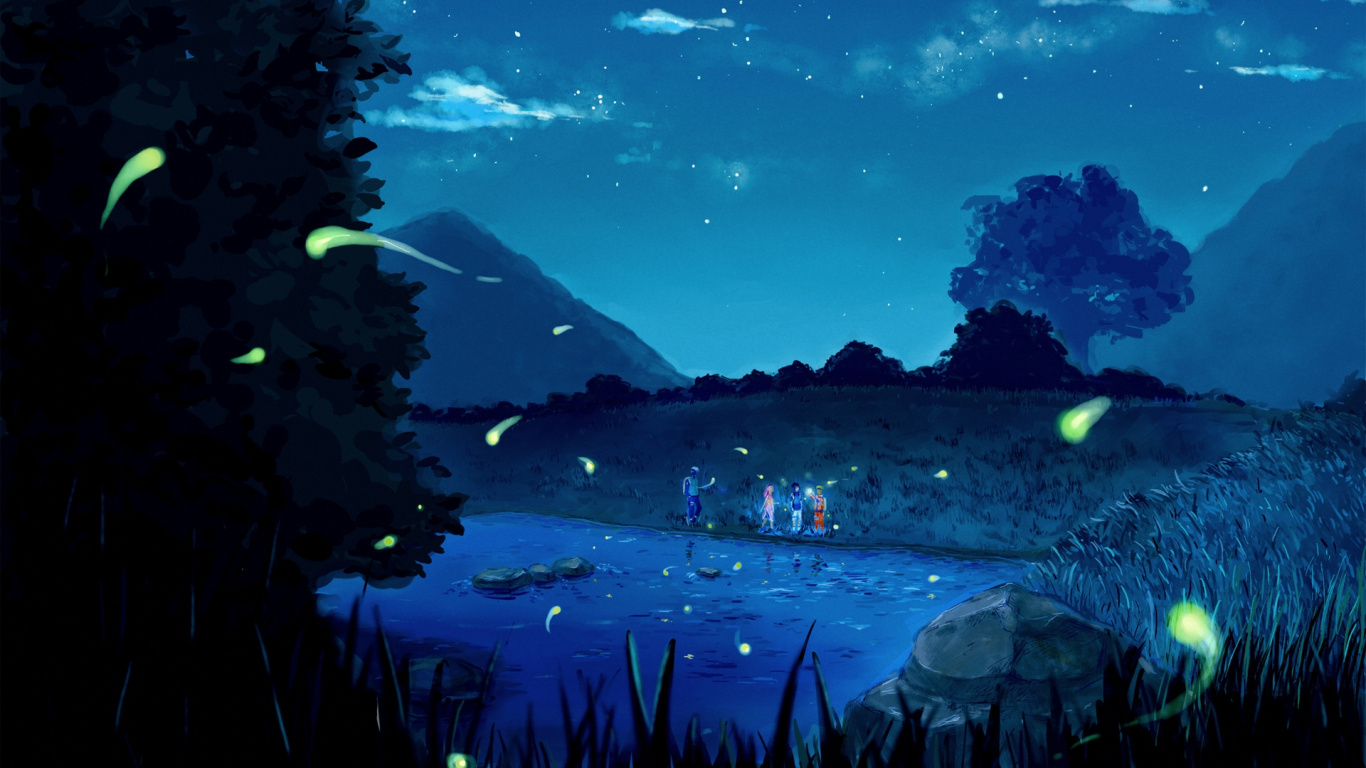 Обои Какаши Хатаке, Сакура Харуно, Саске Учиха, природа, синий в разрешении 1366x768