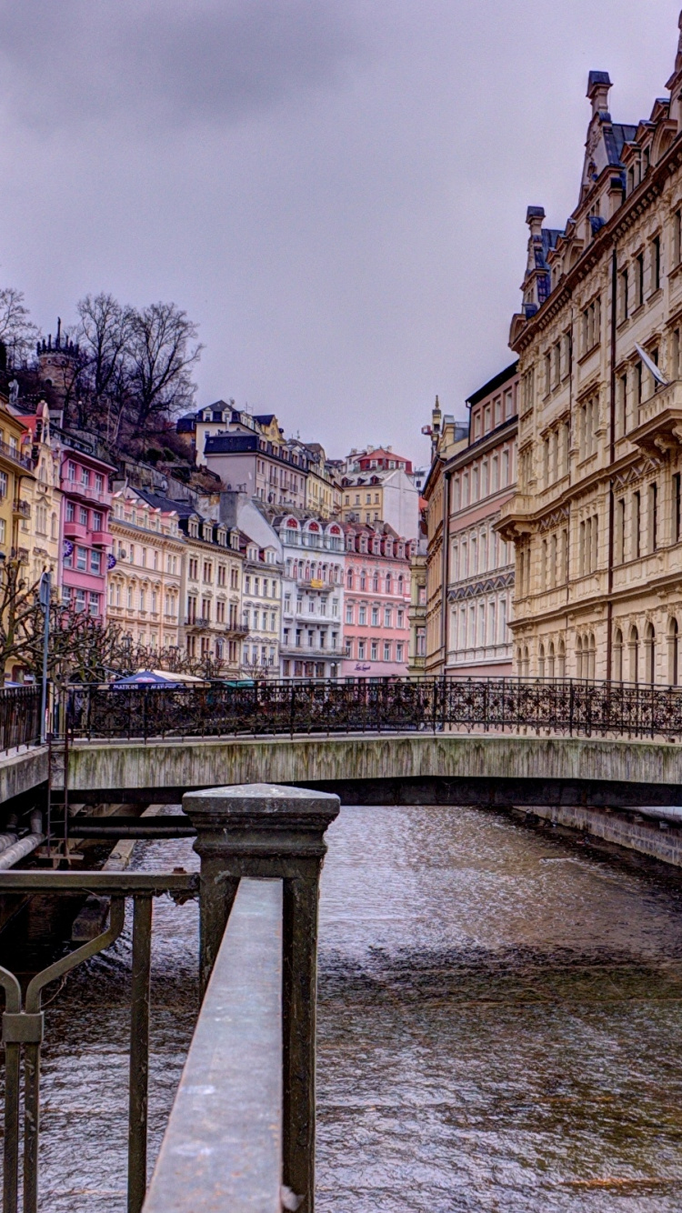 Обои водный путь, канал, городок, вода, город в разрешении 750x1334