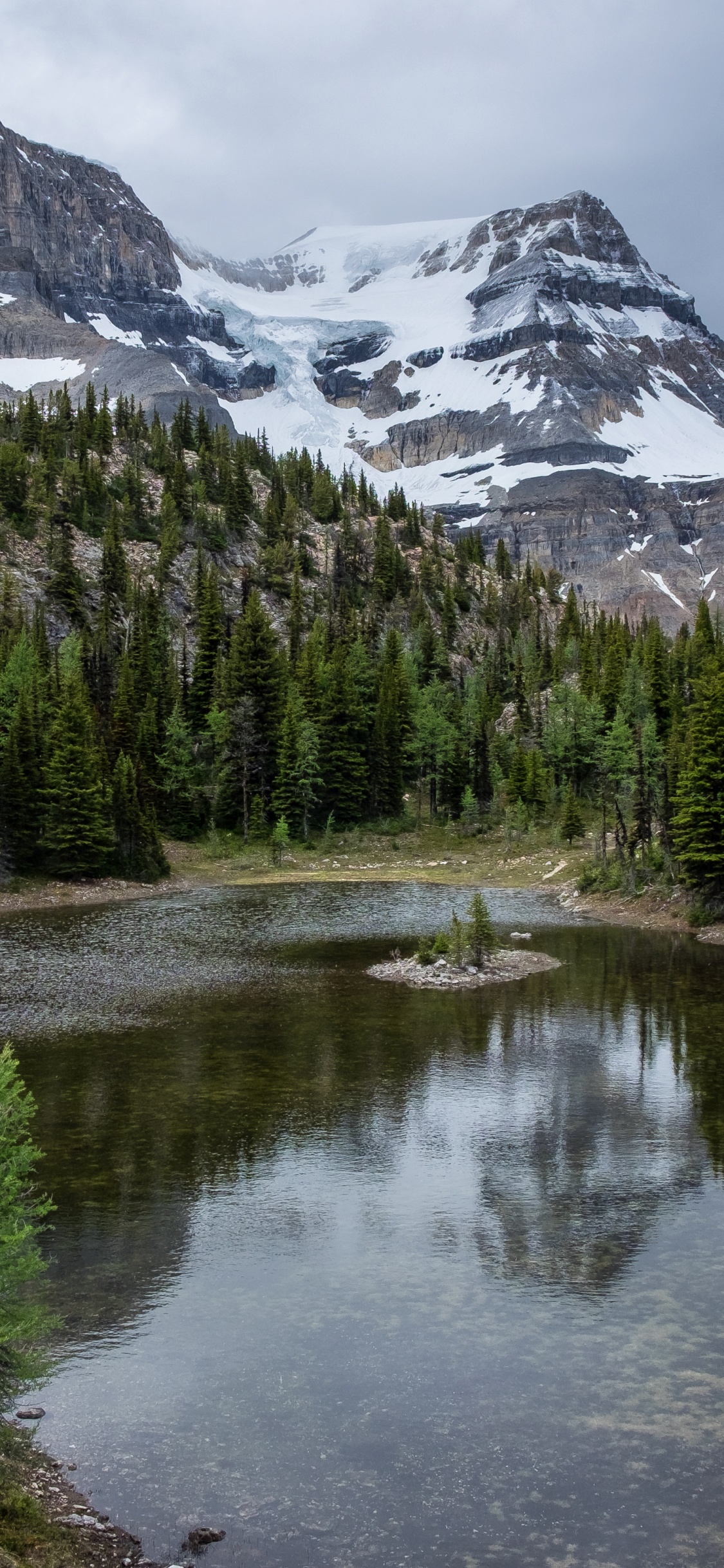 Обои дикая местность, вода, облако, гора, растение в разрешении 1125x2436