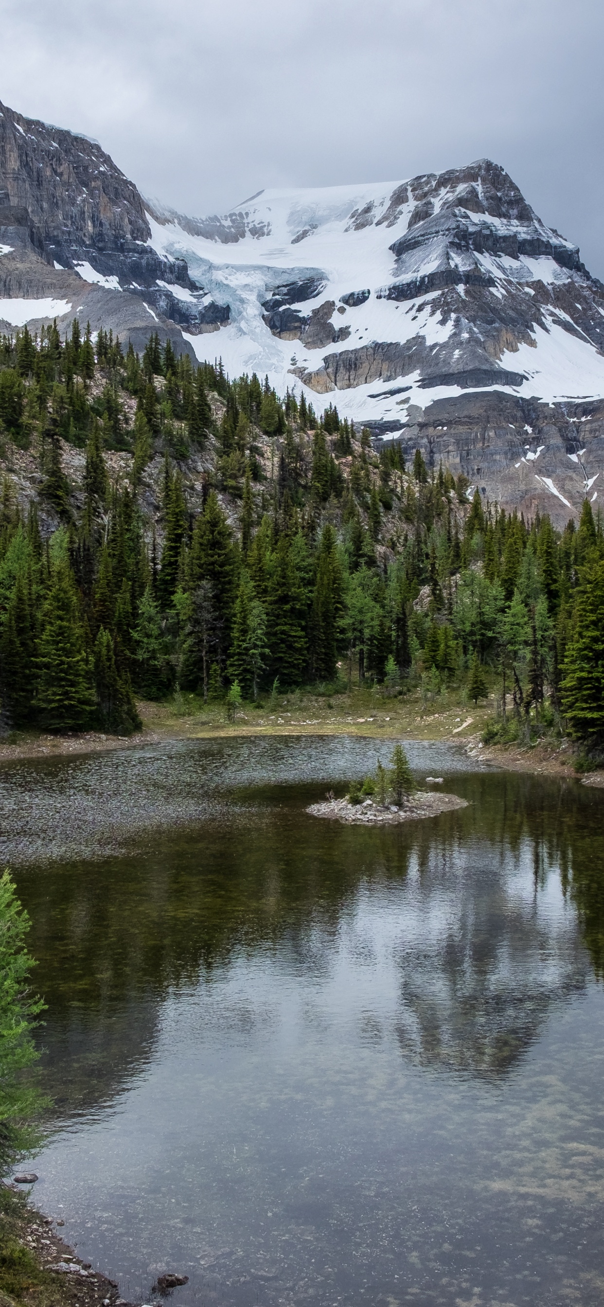 Обои дикая местность, вода, облако, гора, растение в разрешении 1242x2688