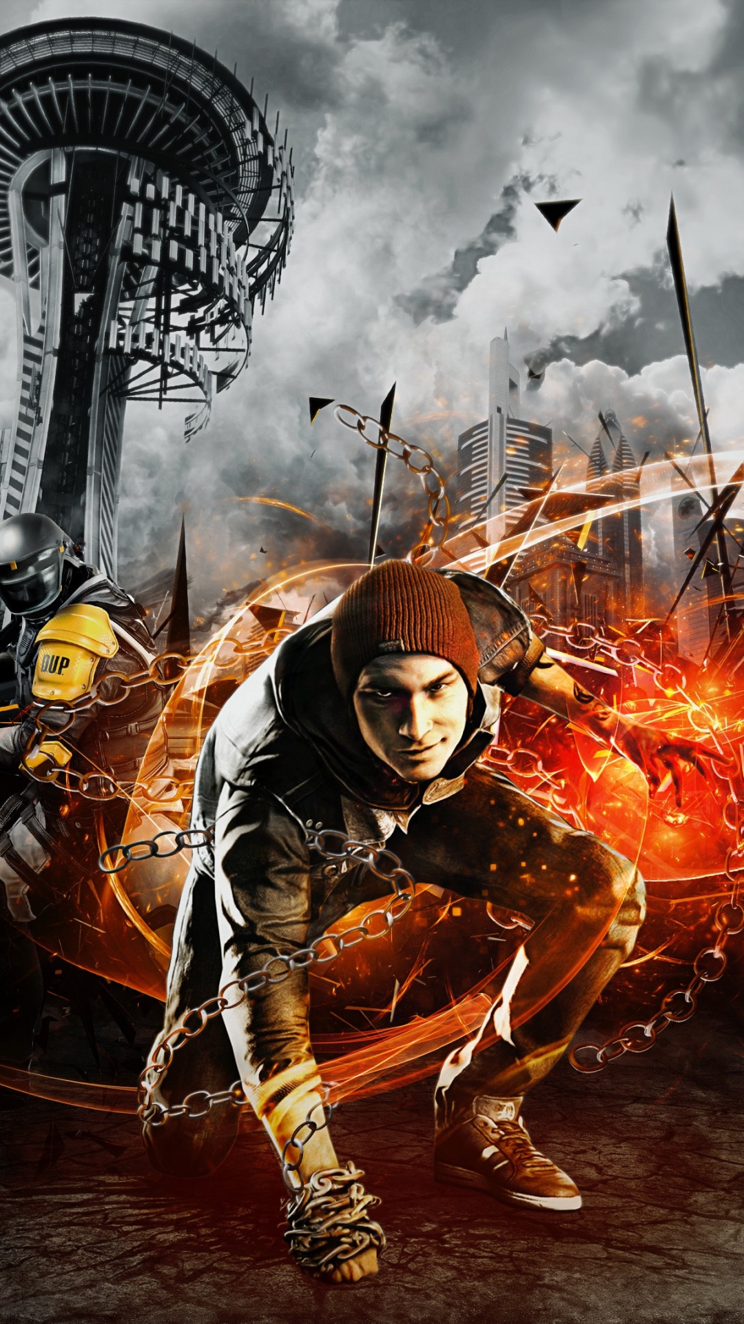 Обои InFAMOUS Второй Сын, Делсин Роу, игры, компьютерная игра, стратегии видео игры в разрешении 1080x1920