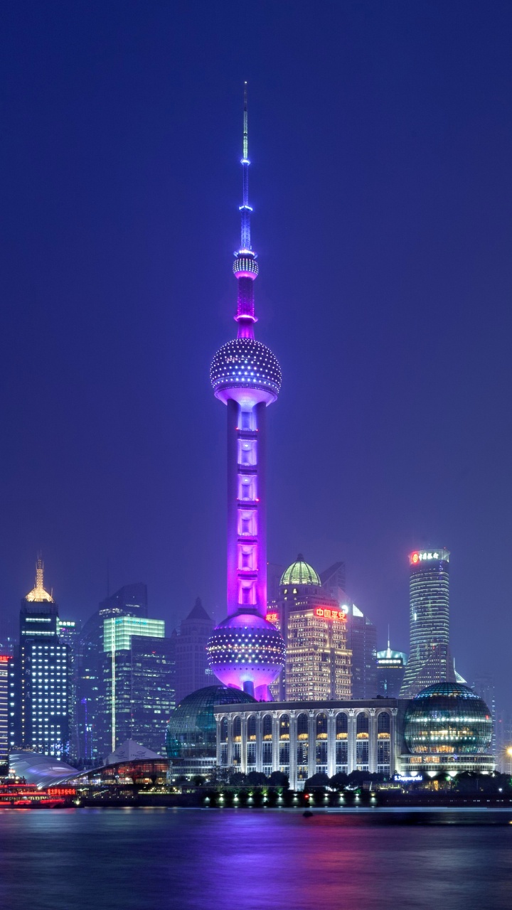 Обои Шанхай, город, городской пейзаж, метрополия, небоскреб в разрешении 720x1280