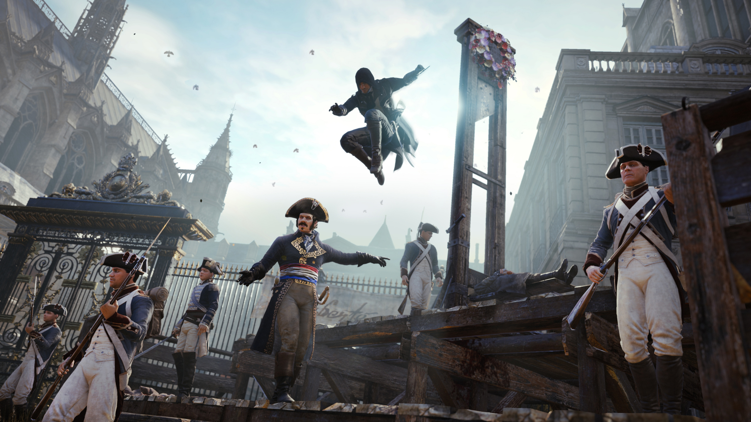 Обои assassins creed unity, ubisoft, playstation 4, компьютерная игра, игры в разрешении 2560x1440
