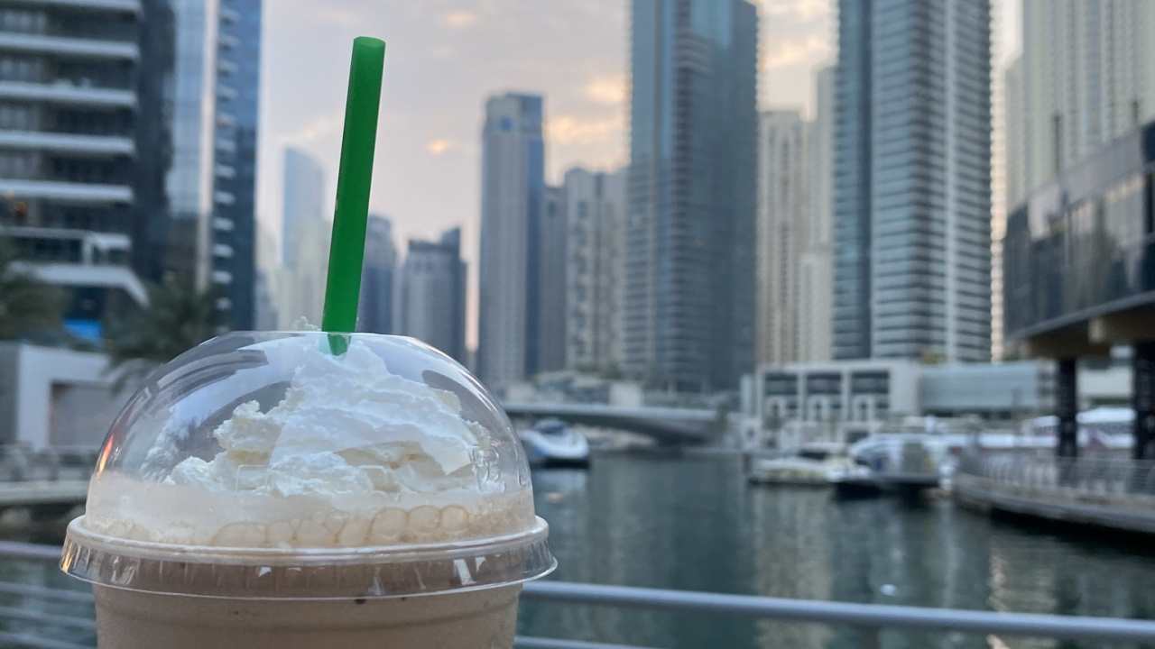 Обои Дубай, старбакс, логотип starbucks 2011, вода, башня в разрешении 1280x720