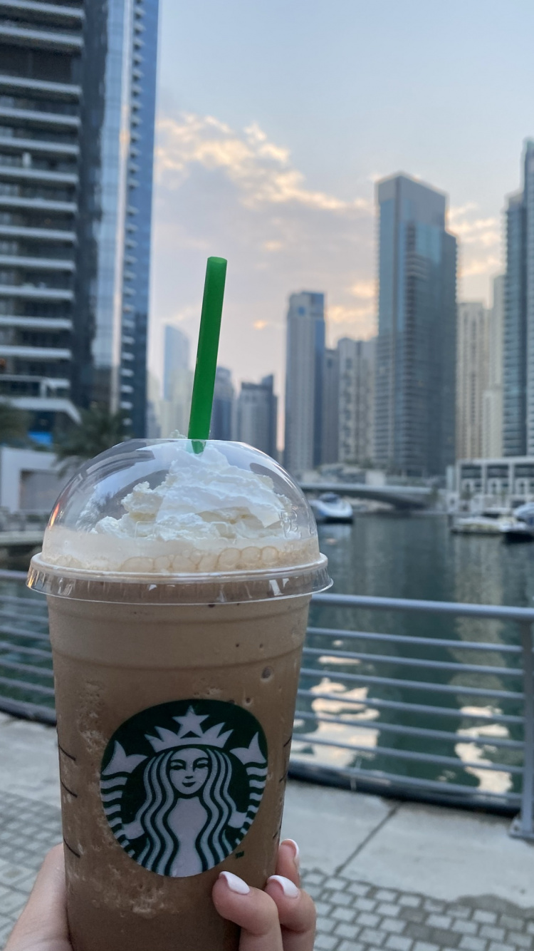 Обои Дубай, старбакс, логотип starbucks 2011, вода, башня в разрешении 750x1334