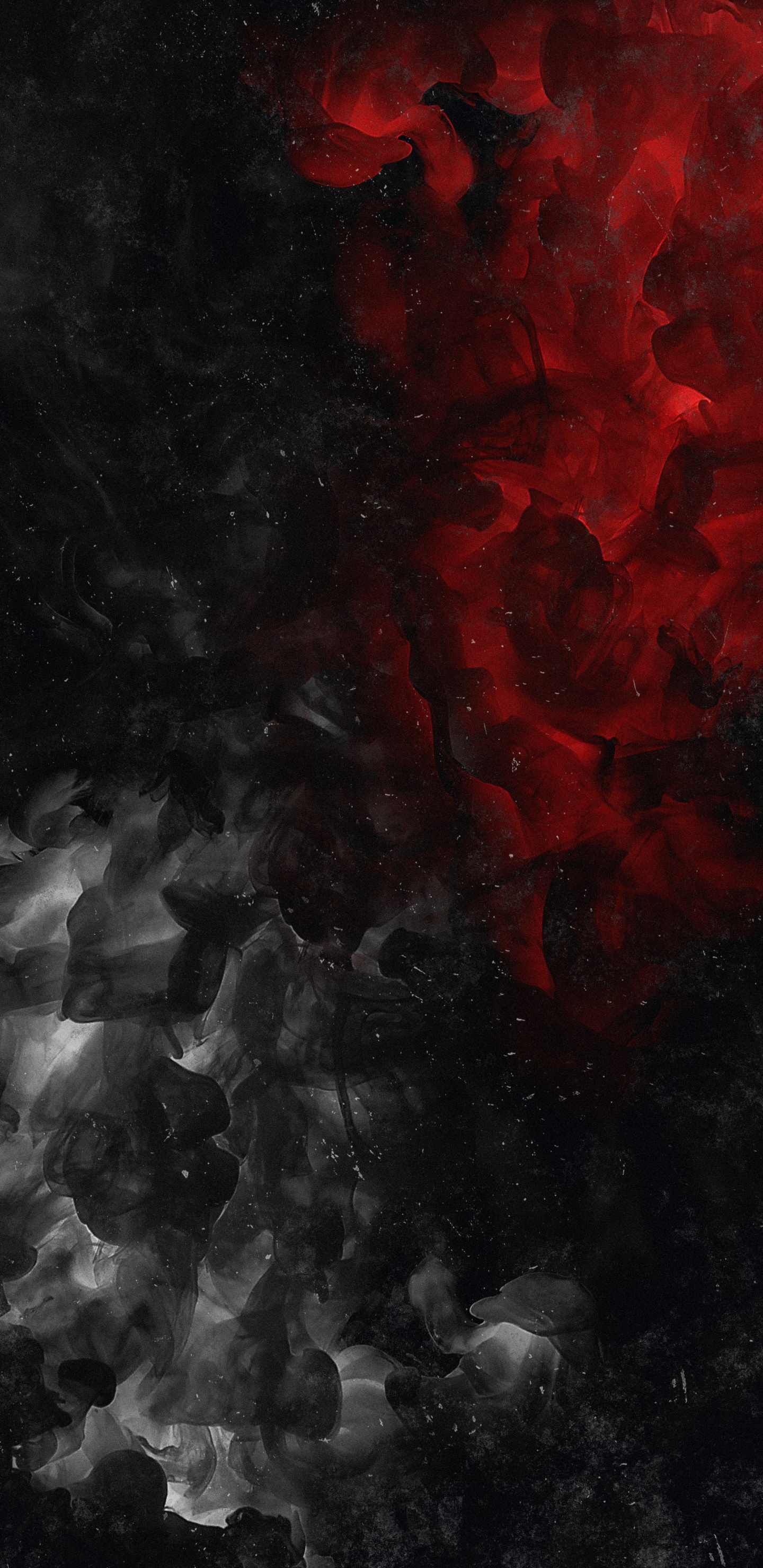 Обои черный красный и белый, черный, абстрактное искусство, живопись, черный и белый в разрешении 1440x2960