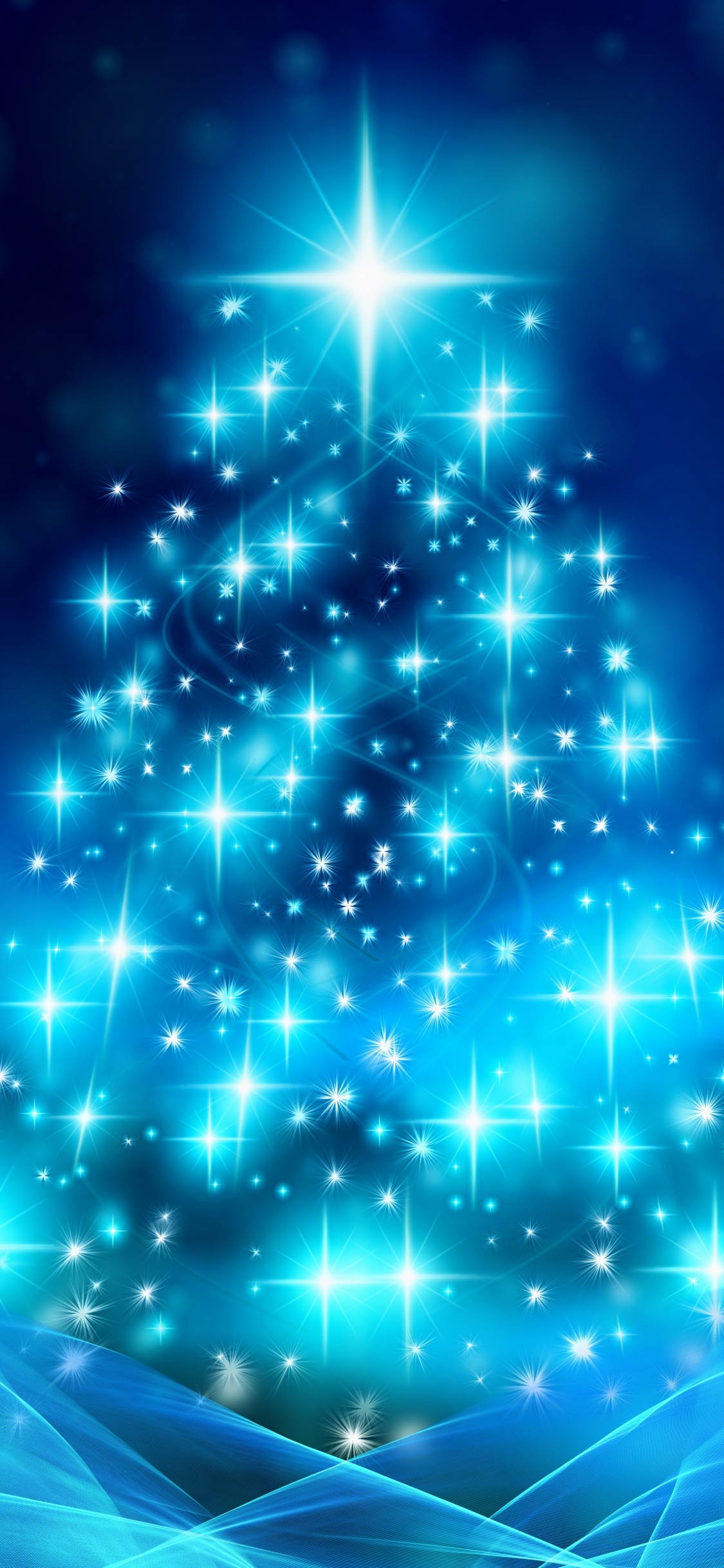 Обои Рождественский день, елка, Рождественские украшения, синий, дерево в разрешении 1125x2436