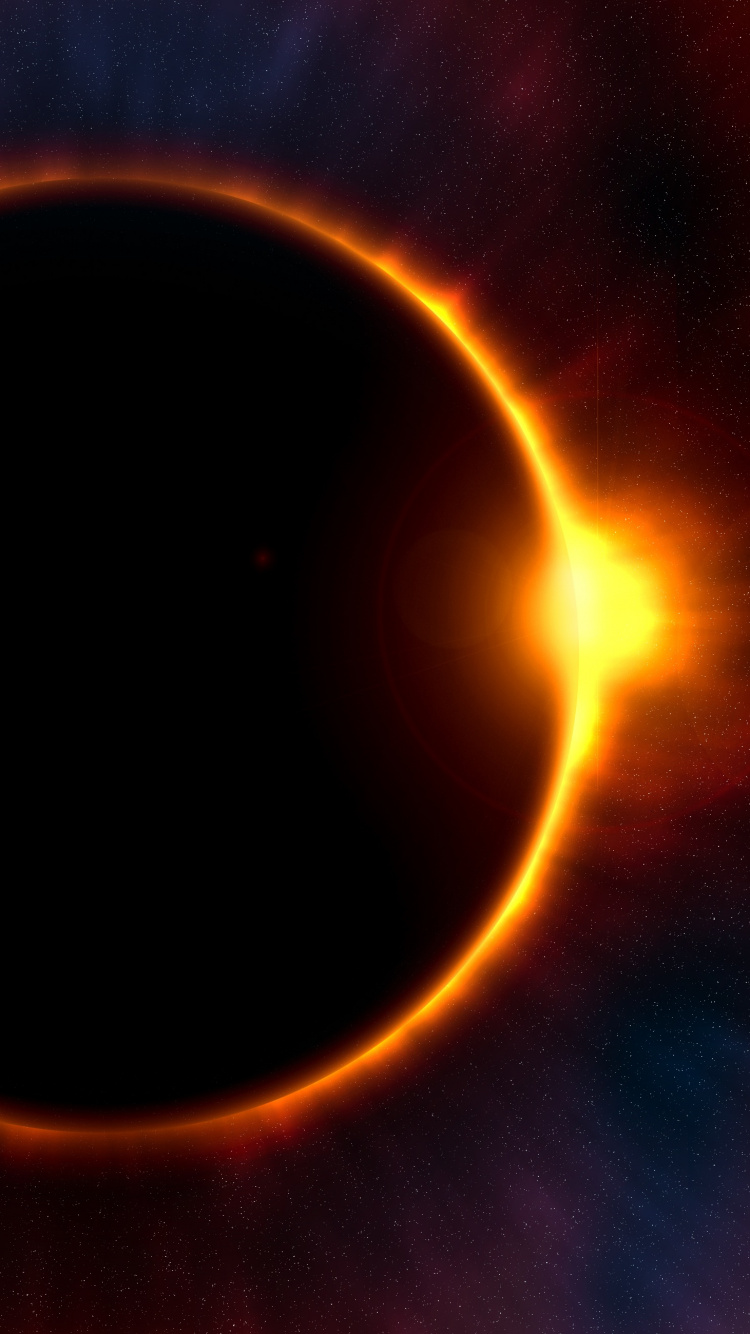 Обои земля, затмение, луна, небесное явление, свет в разрешении 750x1334