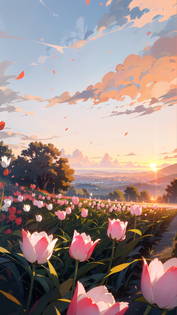 Обои священный Лотос, сад роз, сад, Лотос орехоносный, тюльпаны в разрешении 720x1280