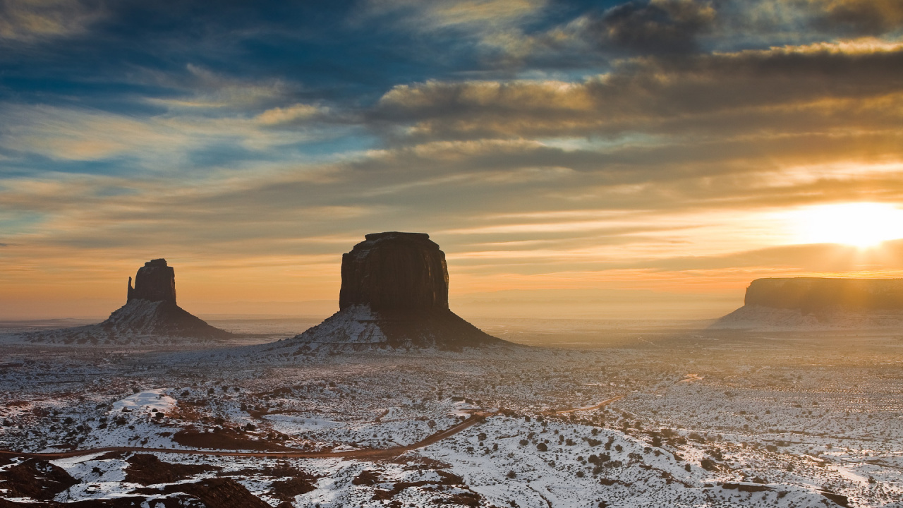 Обои пустыня, пейзаж, облако, формирование, горизонт в разрешении 1280x720