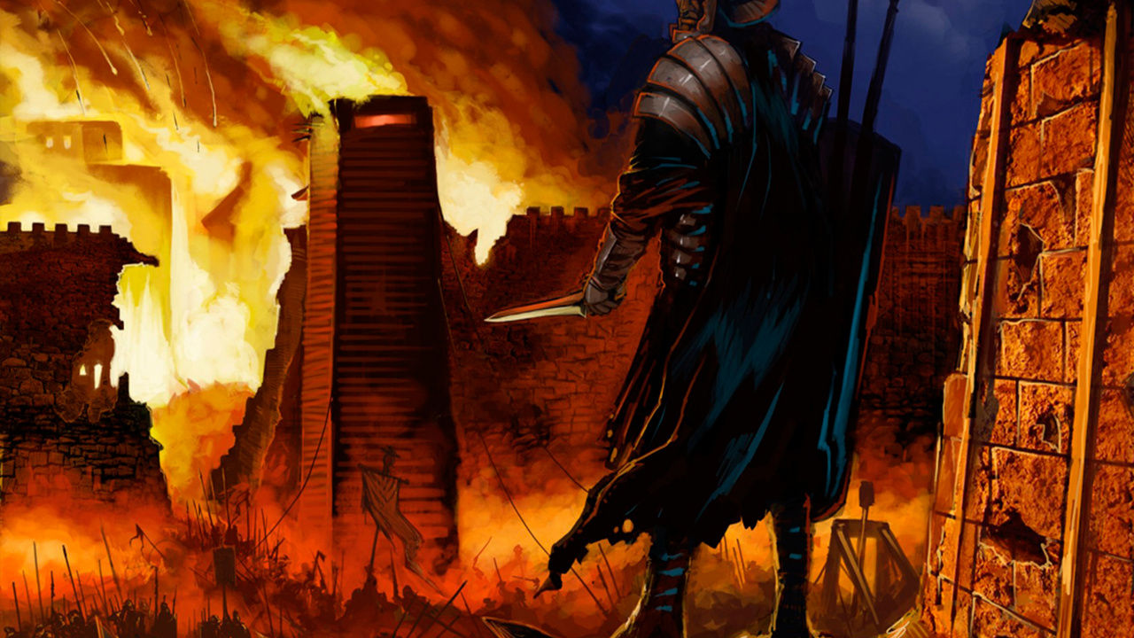 Обои пламя, живопись, темнота, цифровое искусство, мифология в разрешении 1280x720