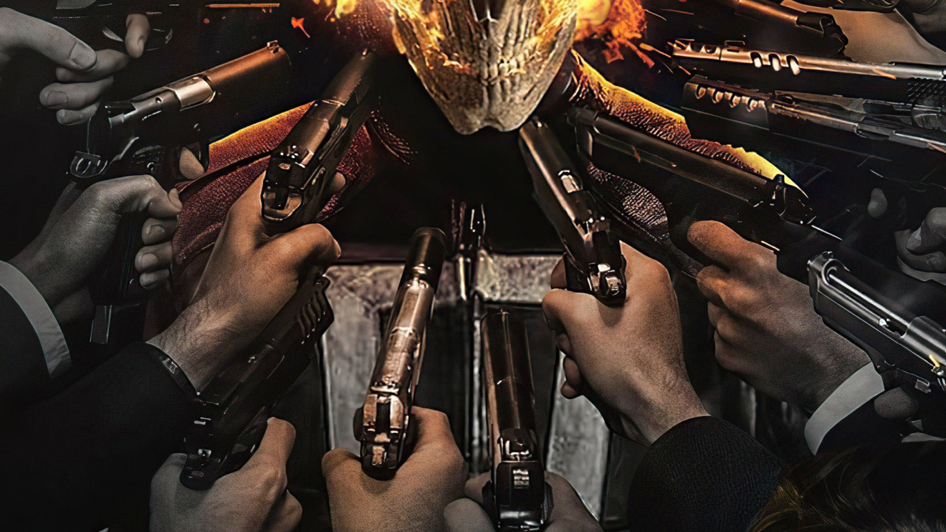 Обои темнота, Призрачный гонщик дух мщения, призрачный всадник, супергерой, артист в разрешении 1366x768