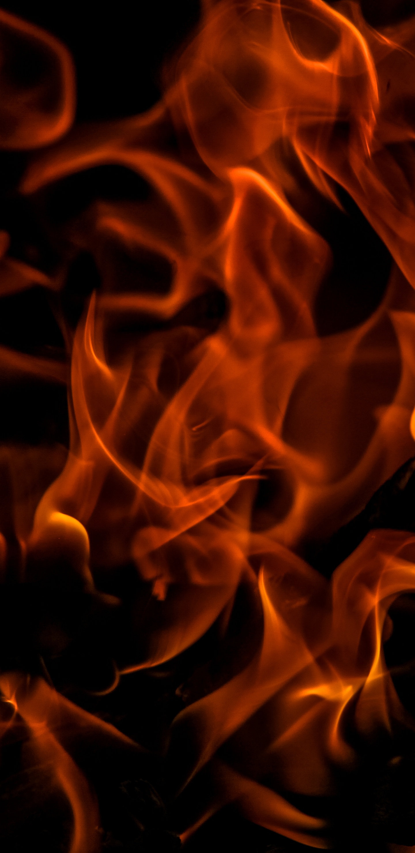 Обои темный огонь, огонь, пламя, тепло, сгорание в разрешении 1440x2960