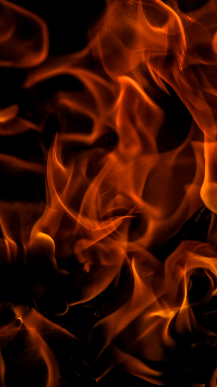 Обои темный огонь, огонь, пламя, тепло, сгорание в разрешении 750x1334