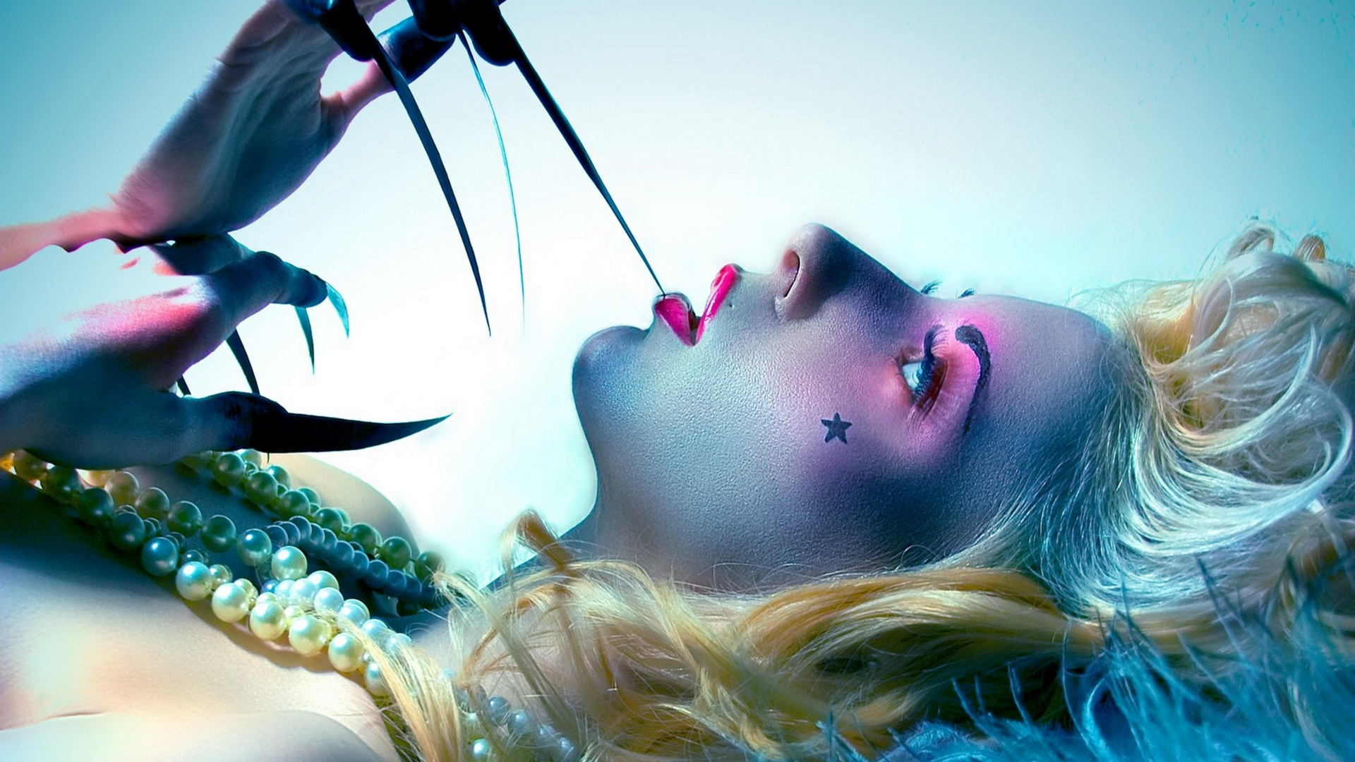 Обои макияж связанных с, красота, МАК косметика, тени для век, синий в разрешении 1920x1080