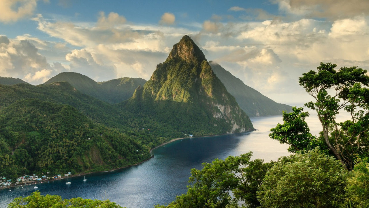 Обои Грос-Питон, Санкт-Инвест-Люсию, природа, гора, нагорье в разрешении 1280x720