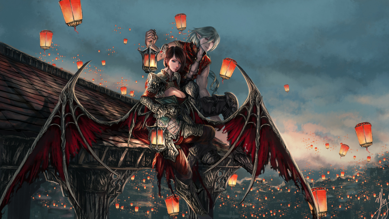 Обои ангел, компьютерная игра, демон, Ангел Хранитель в разрешении 1366x768