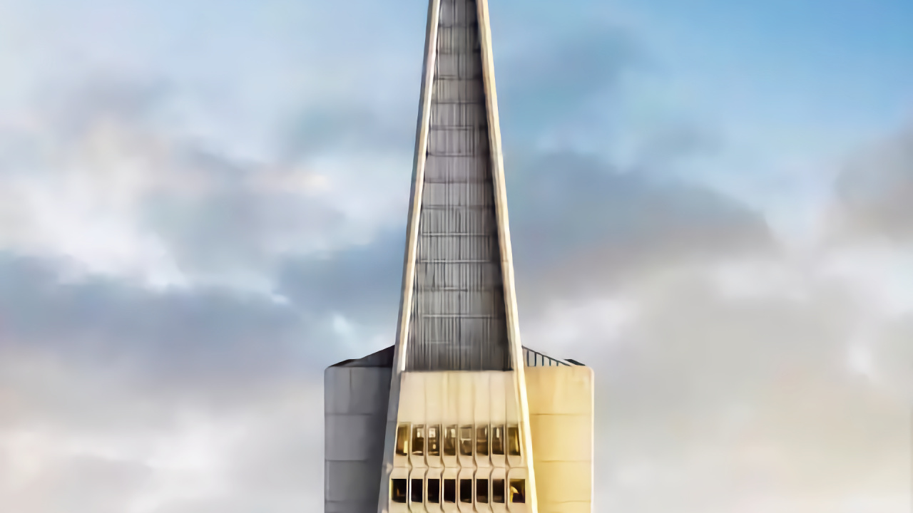 Обои Сан Франциско, Transamerica Пирамида, небоскреб, iOS 16, облако в разрешении 1280x720