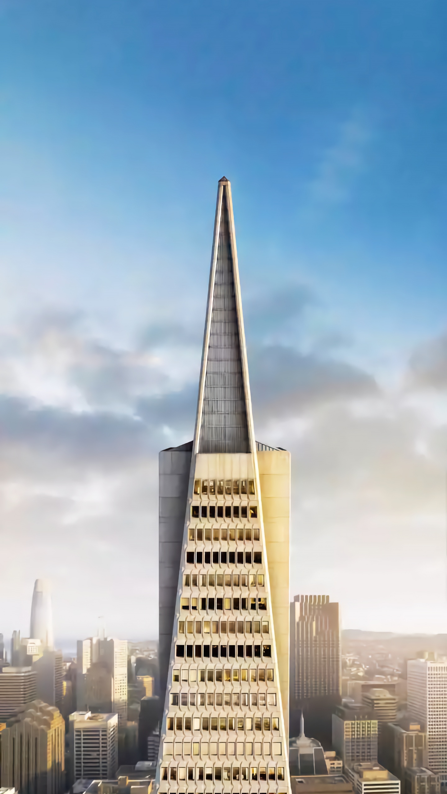 Обои Сан Франциско, Transamerica Пирамида, небоскреб, iOS 16, облако в разрешении 1440x2560