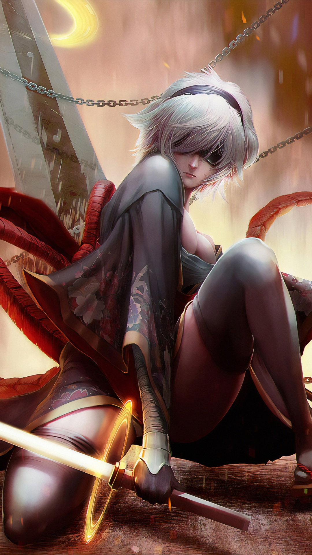 Обои ниэр автоматов, ниэр, демон, сверхъестественное существо, мифология в разрешении 1080x1920