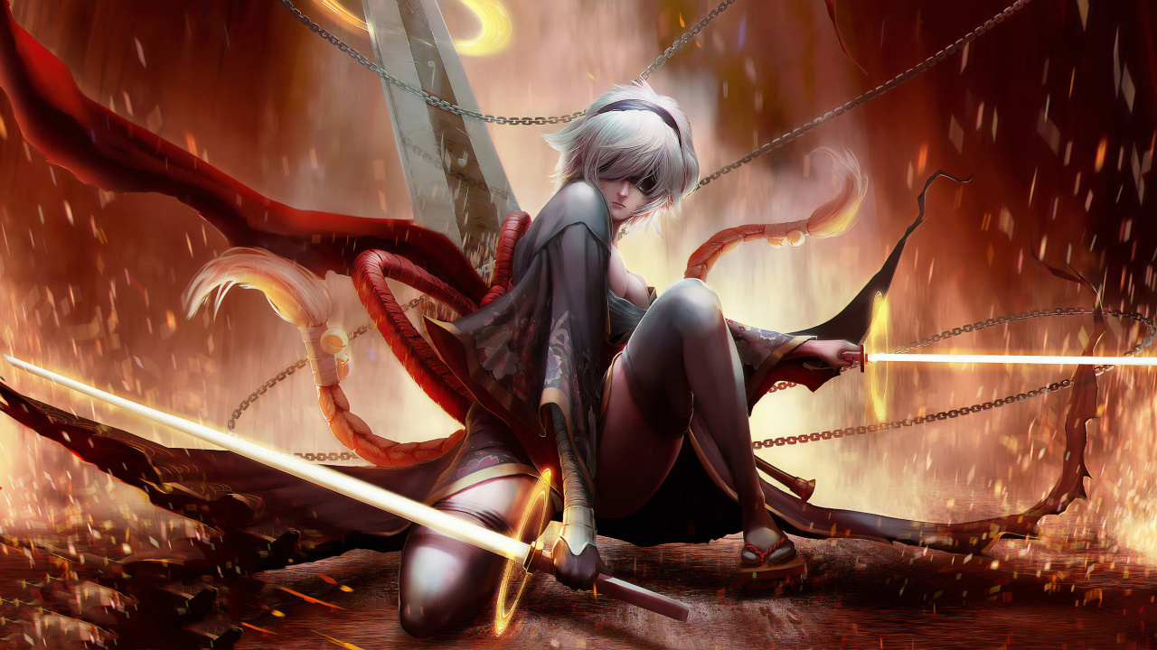 Обои ниэр автоматов, ниэр, демон, сверхъестественное существо, мифология в разрешении 1280x720